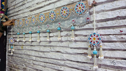 Blue & White Toran | Bandhanwar (40” W Approx)