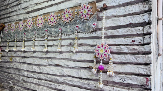 Pink & White Toran | Bandhanwar (40” W Approx)