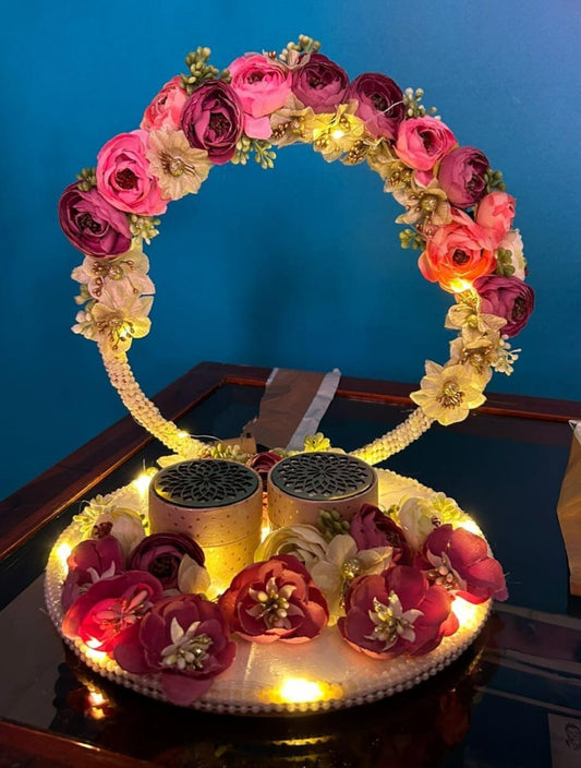 Ring Platter with Pink and Purple Flowers