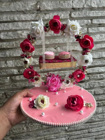 Ring Platter - Pink and White Flower with Jhula