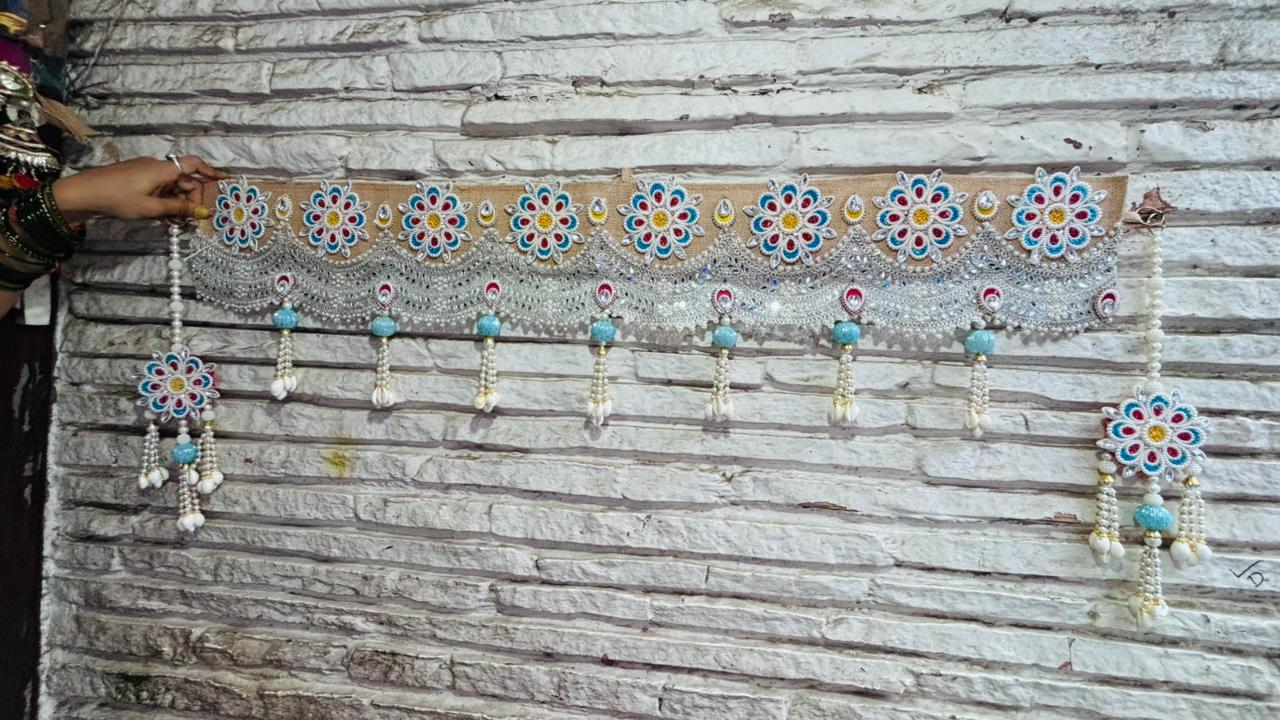 Blue & White Toran | Bandhanwar (40” W Approx)