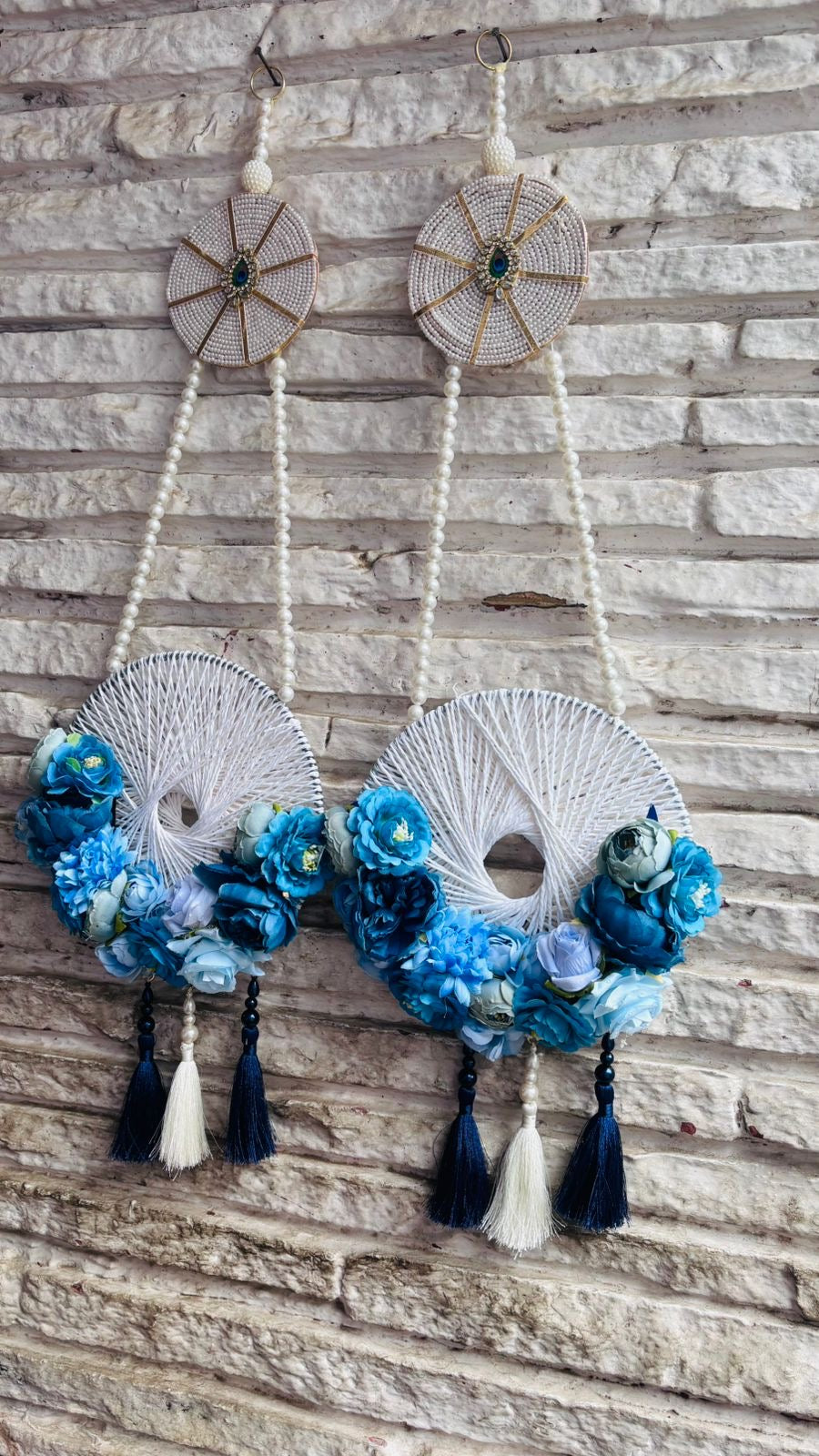 Light and Dark Blue Side Hanging (28” H Approx)