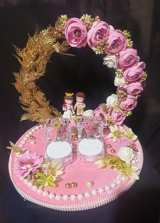 Ring Platter - White & Pink Flowers Design 16