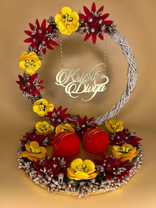 Ring Platter - Vibrant Red and Yellow Flowers