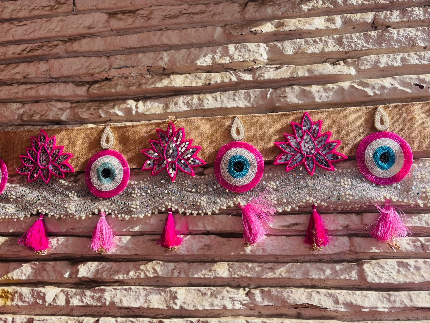 Pink Evil Eye Toran | Bandhanwar (40” W Approx)