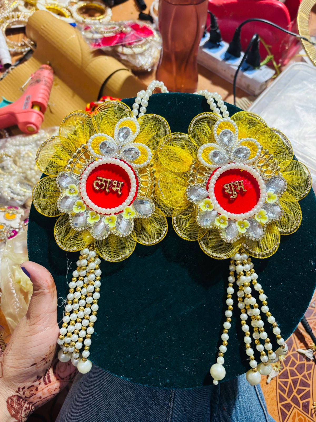 Yellow Shubh Labh Hanging (6” H Approx)