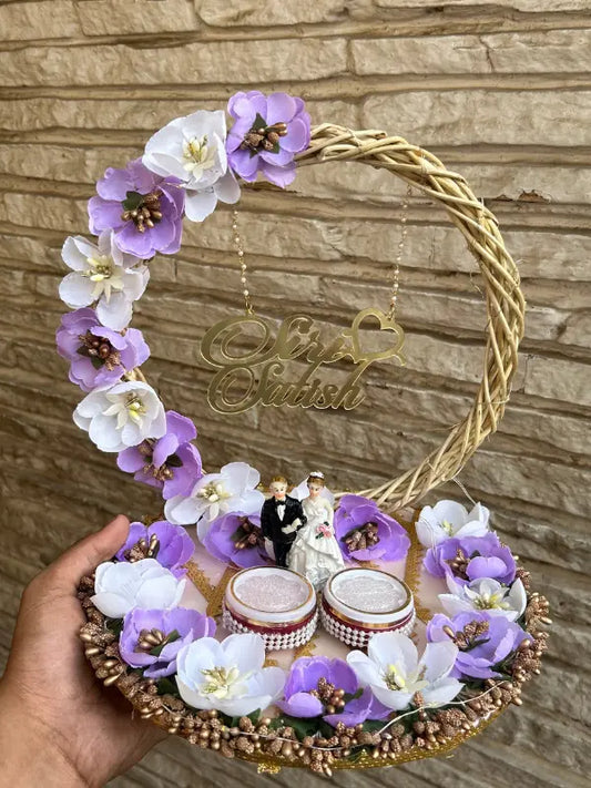 Ring Platter Lavender & white Flowers with Doll