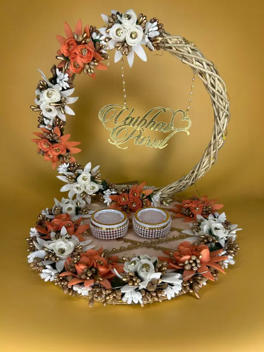 Ring Platter Peachy Orange with White