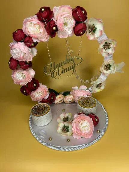 Ring Platter - With Red And Baby Pink Rose