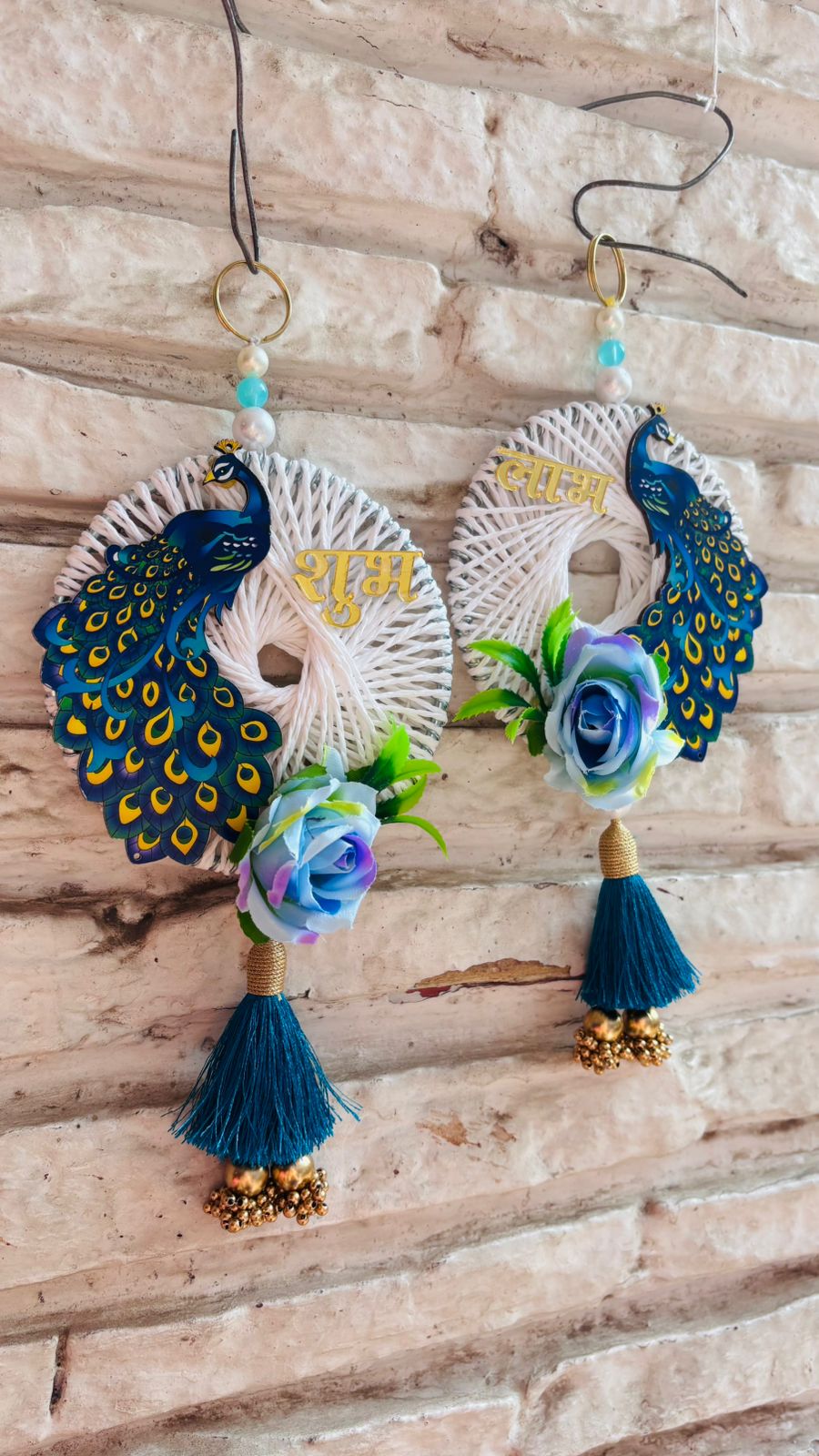 Peacock Theme Shubh Labh Hanging (6” H Approx)