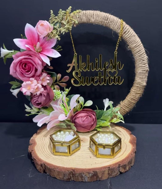 New Pinewood Ring Platter with metal ring box
