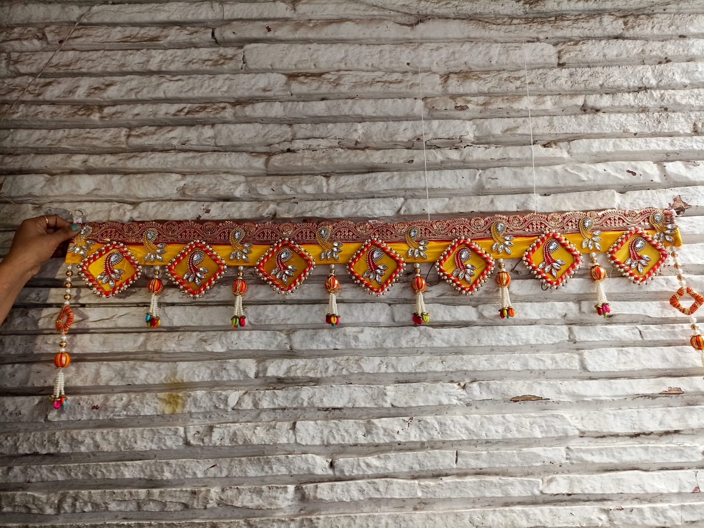 Yellow and Red with buta theme Toran | Bandhanwar (40” W Approx)