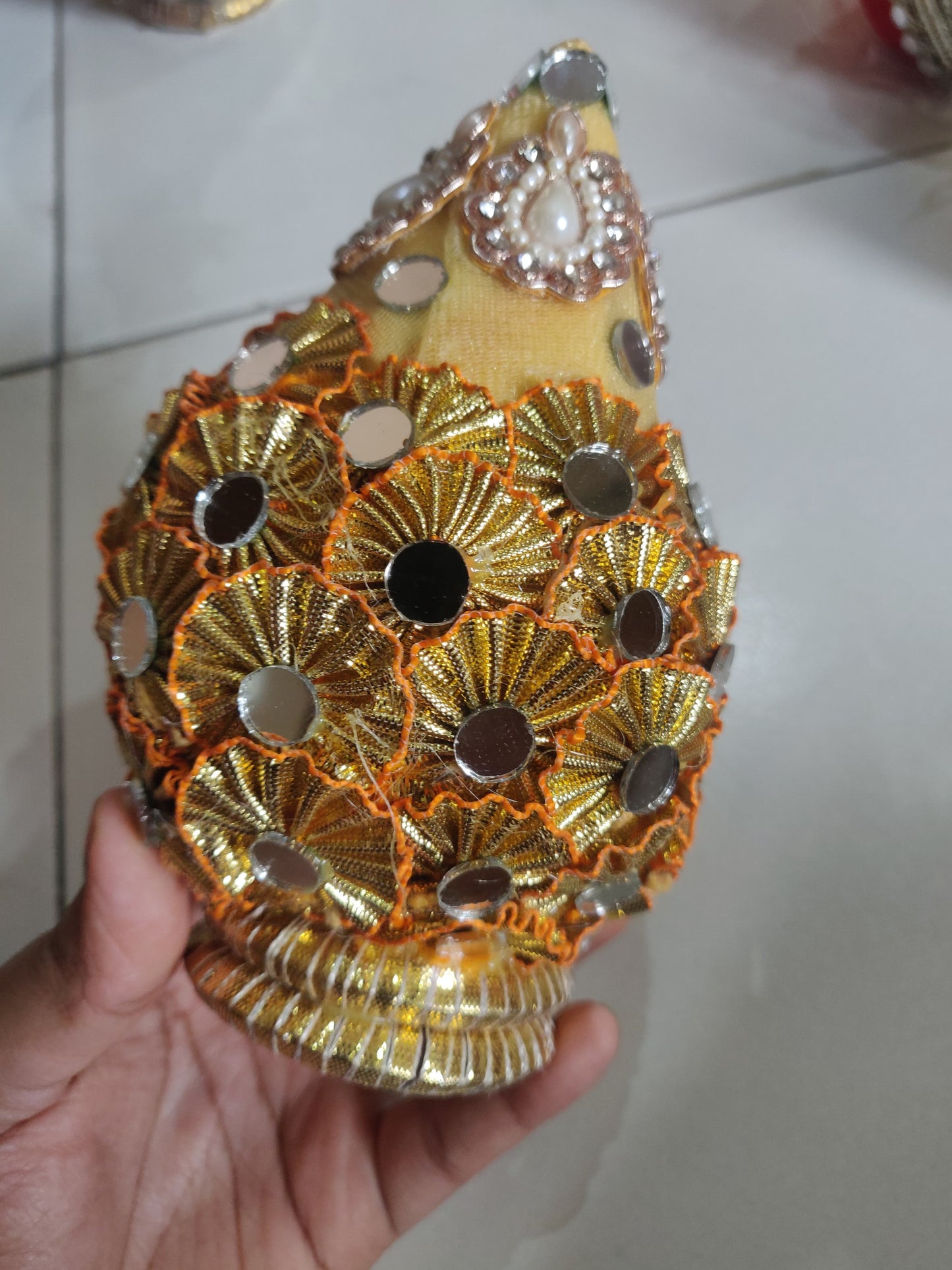 Traditional Handcrafted Decorated Nariyal for Wedding & Puja (Kalash Coconut)
