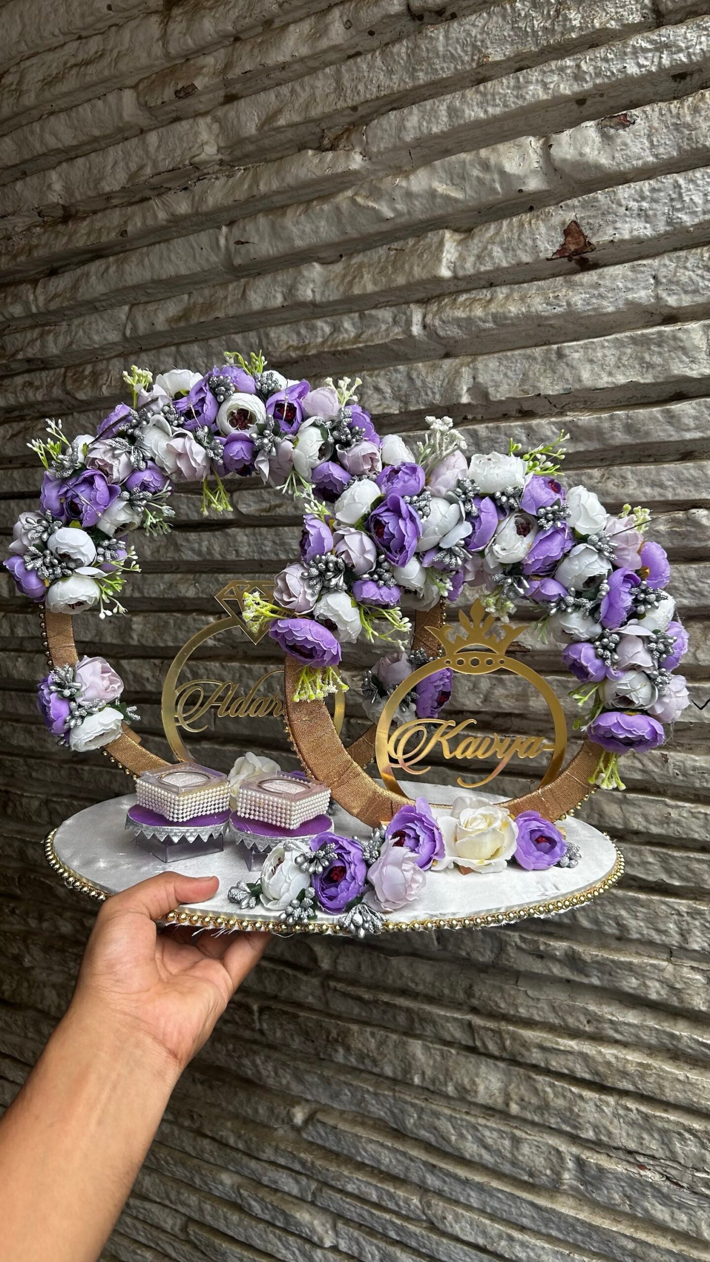 Ring Platter - lavender and white Flowers