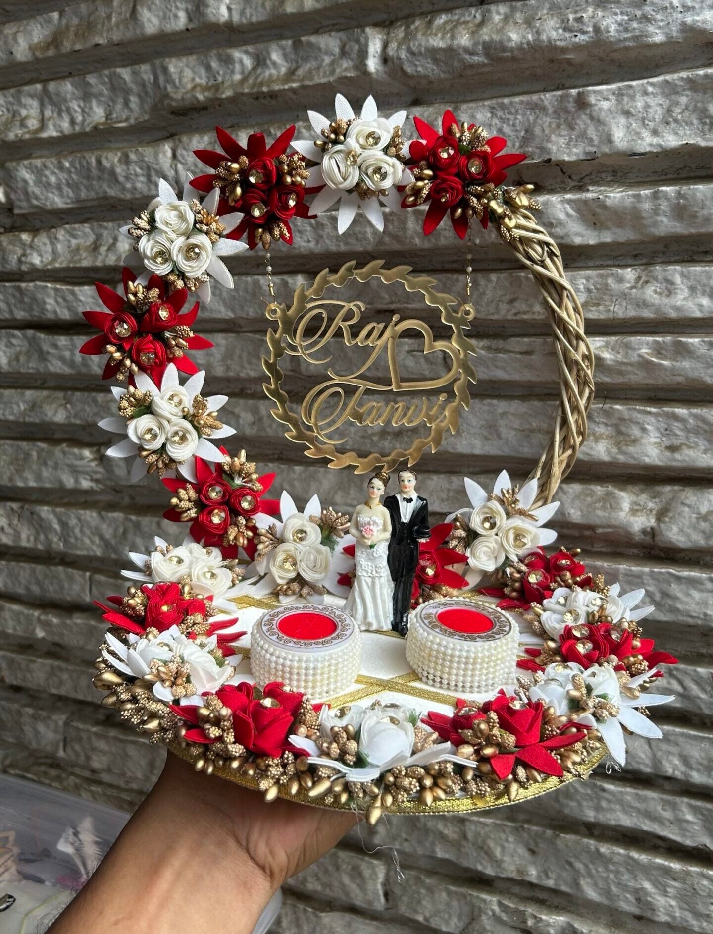 Red and White Flower New Ring Platter