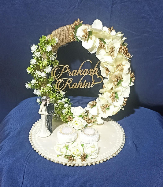 Ring Platter - White & Green with Couples Design 21