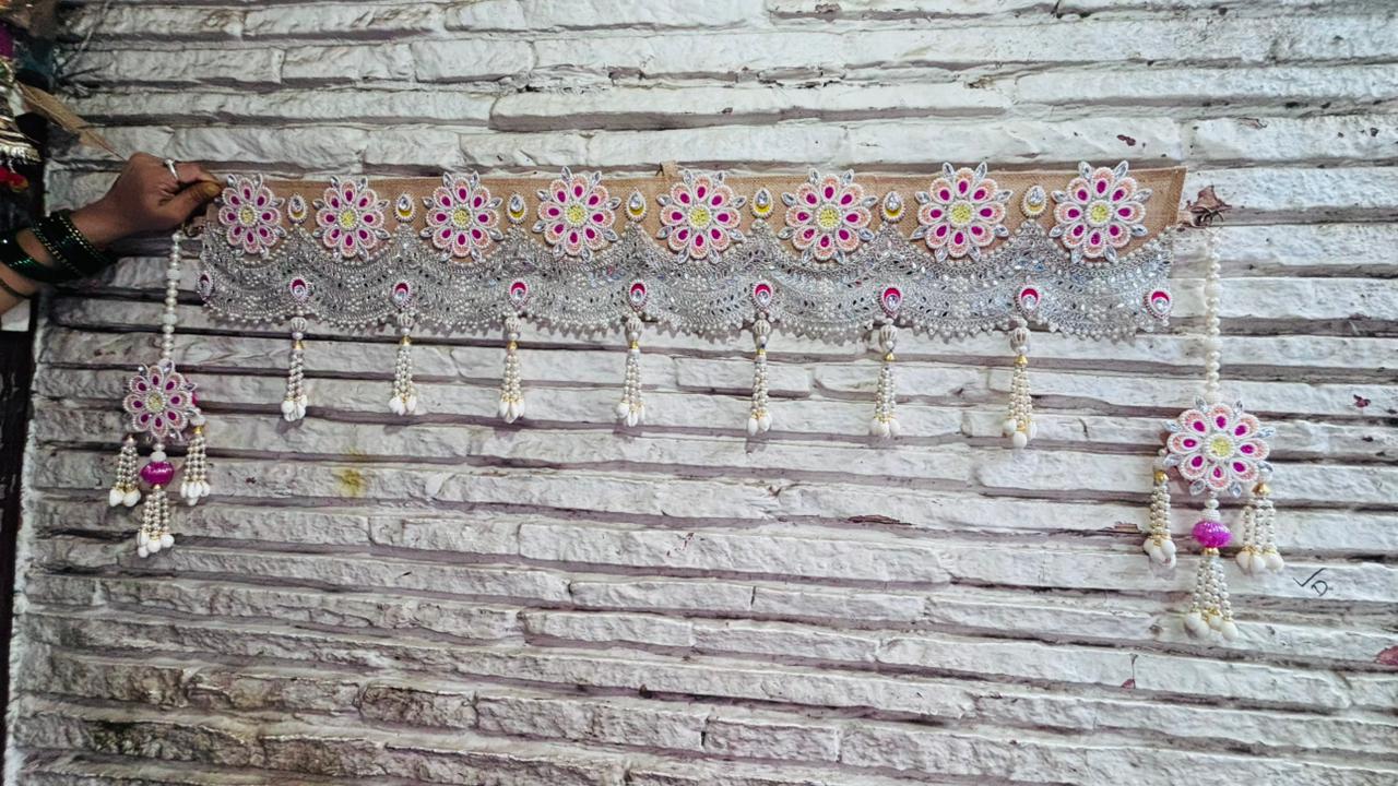 Pink & White Toran | Bandhanwar (40” W Approx)