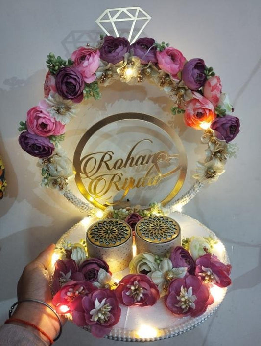 Ring Platter with Pink and Purple Flowers