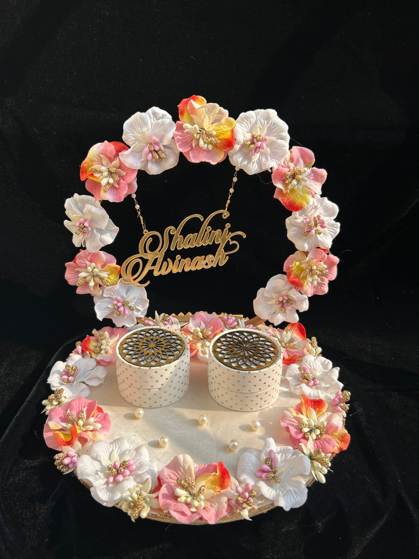 Ring Platter - Orange, Pink & White Design 24