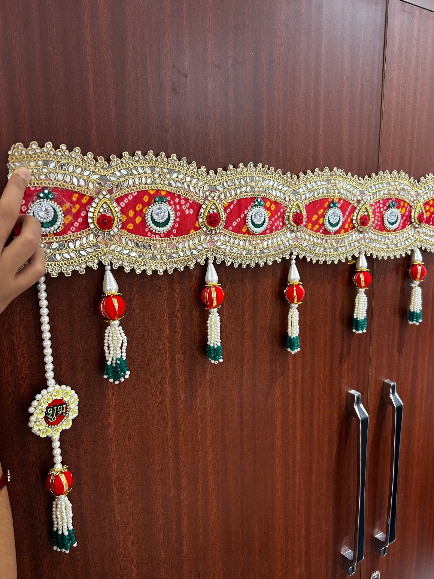 Handmade Shubh Labh Bandhanwar for Main Door | Red Festive Toran with Tassels