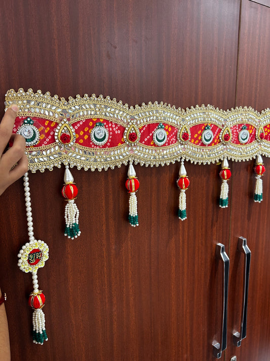 Handmade Shubh Labh Bandhanwar for Main Door | Red Festive Toran with Tassels