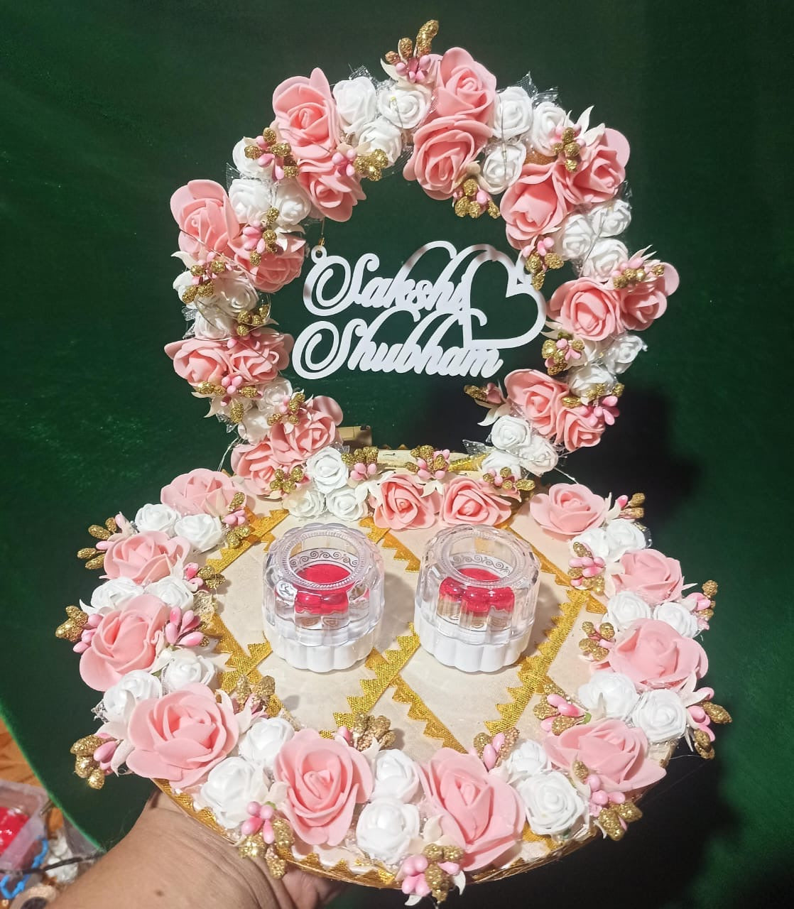 Ring Platter - Pink & White Flowers Design 9