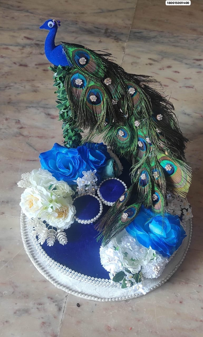 Peacock Ring Platter - With white & Dark Blue and Peacock