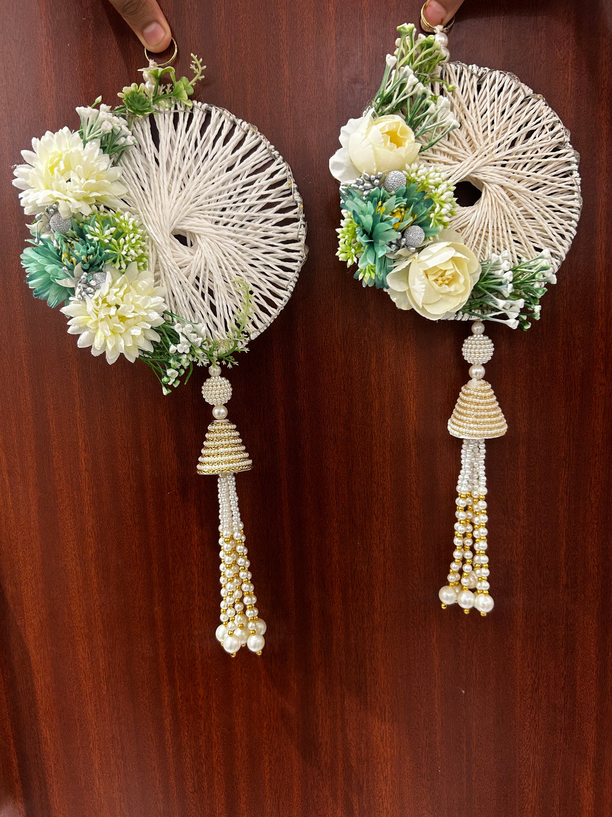 Light and Dark Pista Green Flowers Side Hanging (18” H Approx) (Copy)