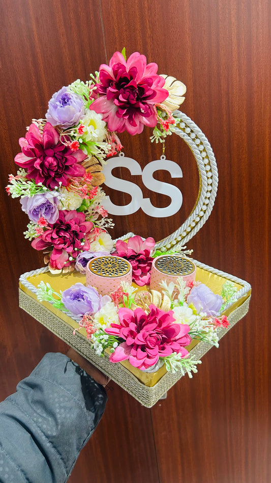 Ring Platter with Pink, Lavender and White flowers