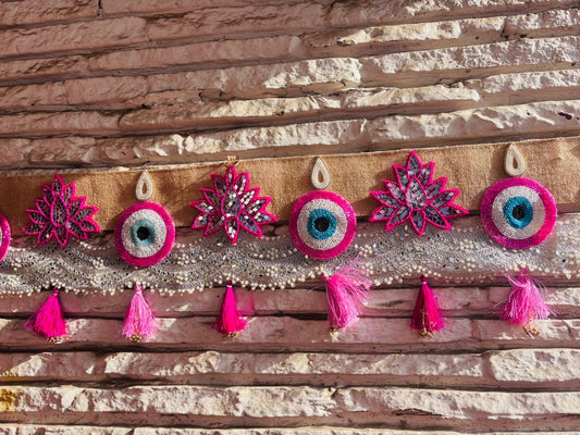 Pink Evil Eye Toran | Bandhanwar (40” W Approx)