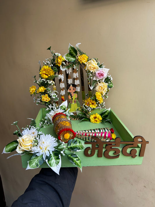 Mehendi Platter with Girl Sticker Design 2