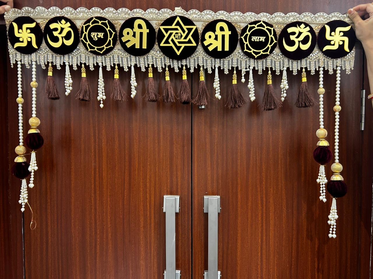 Handmade Shubh Labh Om Bandhanwar for Main Door | Traditional Toran for Festive Decor (40” W Approx)