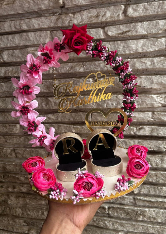 Ring Platter With Pink and Dark pink Flower