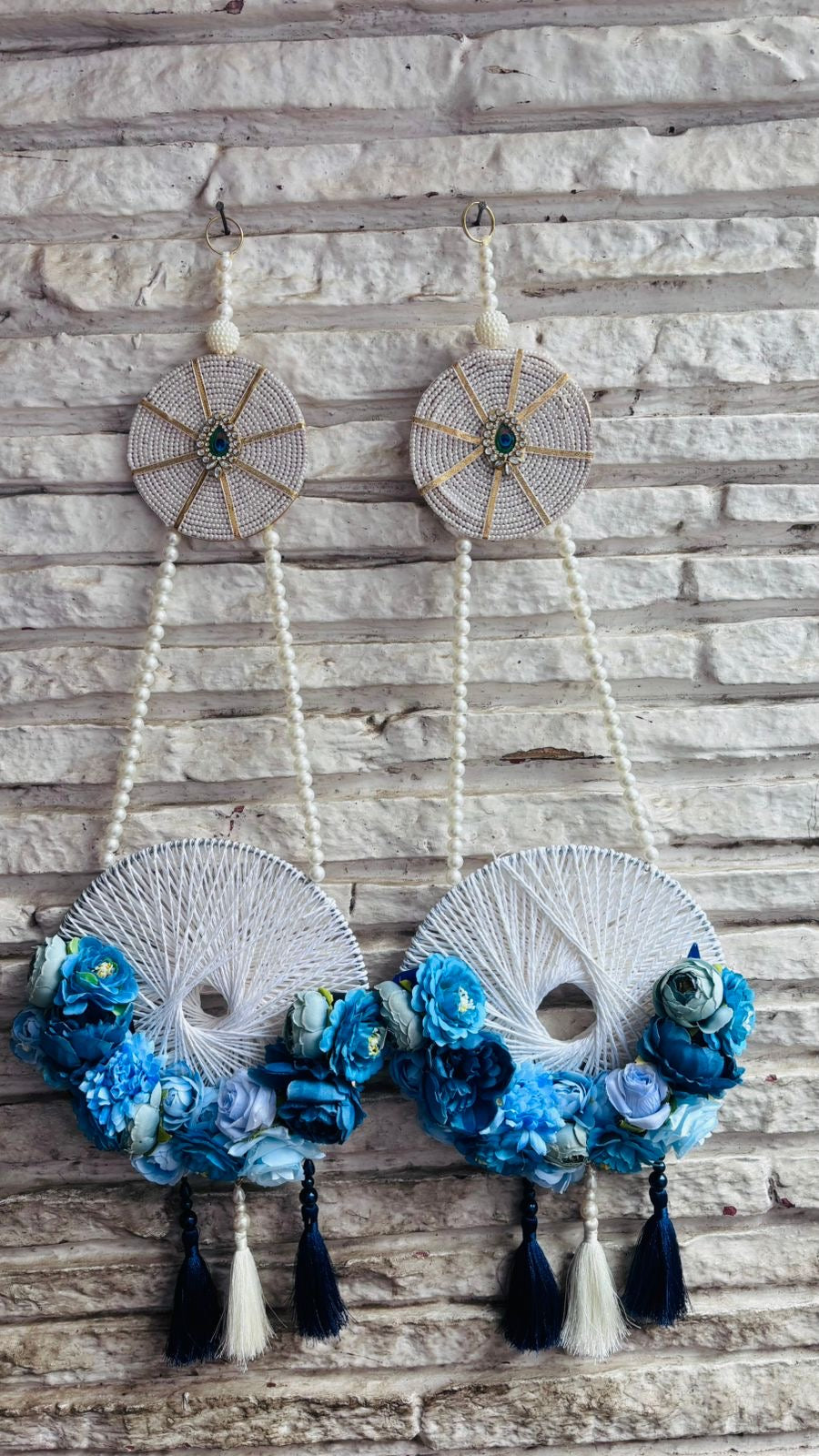 Light and Dark Blue Side Hanging (28” H Approx)