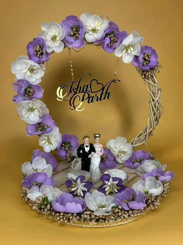 Ring Platter Lavender & white Flowers with Doll