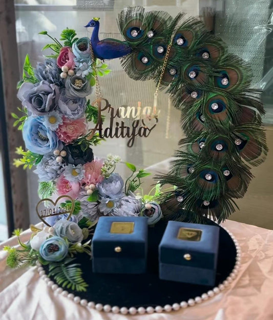 Ring Platter - With Light & Multicolour Flowers and Peacock