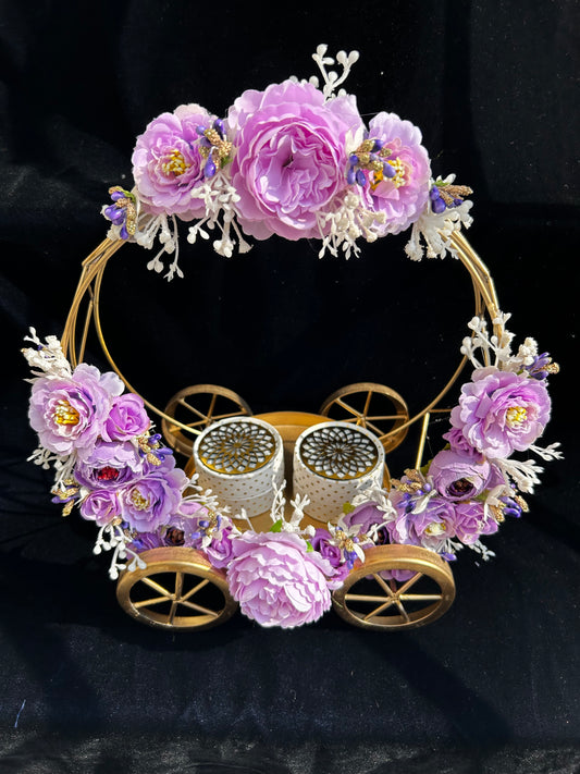 Metal Ring Platter - Pink & Purple Flowers 30