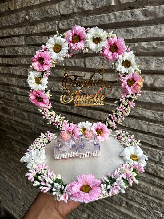 Ring Platter - White & Pink Flowers Design 17