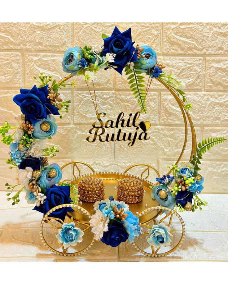 Metal Ring Platter - Multicolour Flowers Design 1