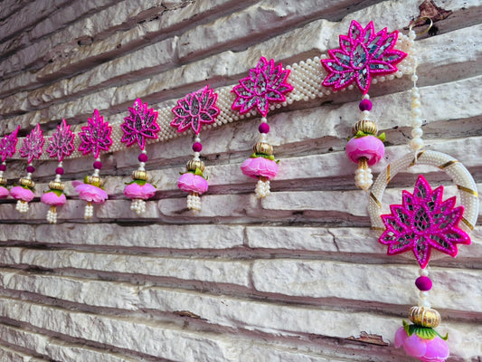 Pink Lotus Toran | Bandhanwar (40” W Approx)