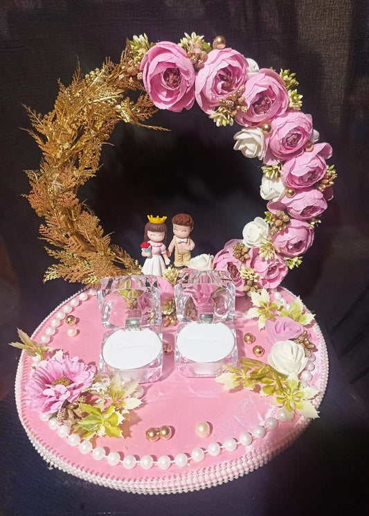Ring Platter - White & Pink Flowers Design 16