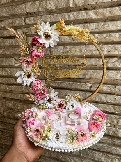 Ring Platter with Pink and White Flower