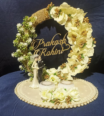Ring Platter - White & Green with Couples Design 21