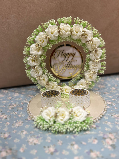 Ring Platter with white and green flower