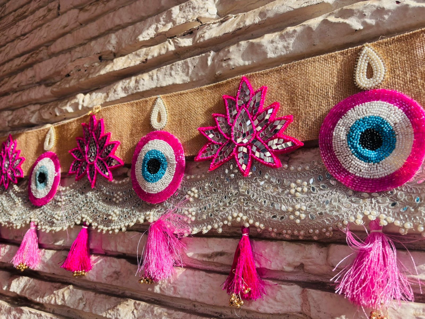 Pink Evil Eye Toran | Bandhanwar (40” W Approx)