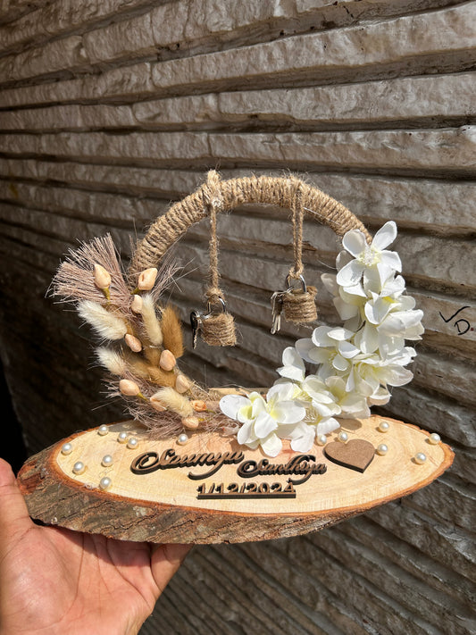 Ring Platter - White Flower With lock (8/12 inch Size)