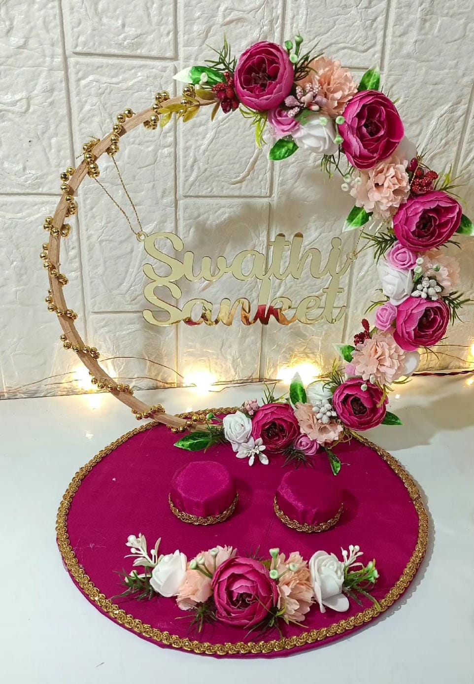 Ring Platter - Multicolour Flowers with golden beads