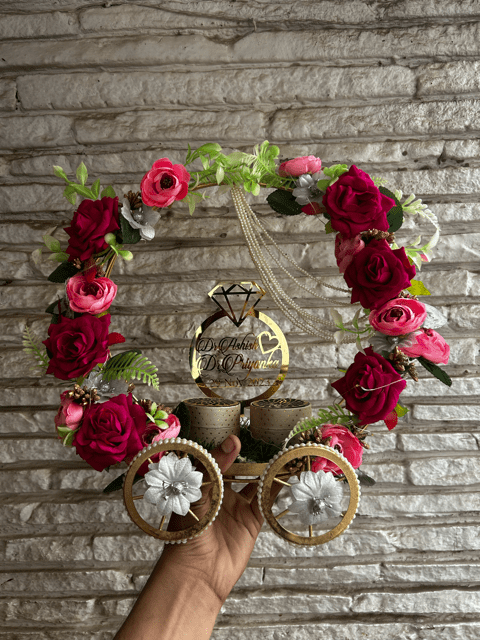 Metal Ring Platter - With Red And Pink Roses