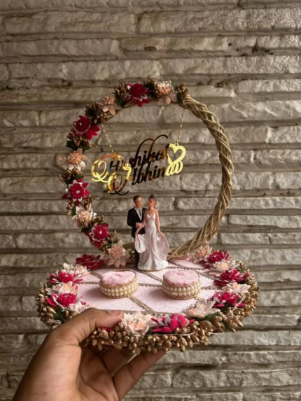 Ring Platter - Red and Peach Flower with Doll (Small)