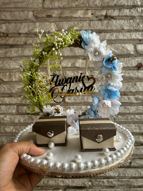 Ring Platter -White and Blue Flowers